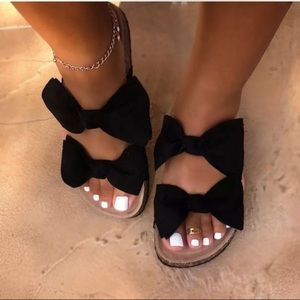 New Black Tie Front Bow Knot Sandals